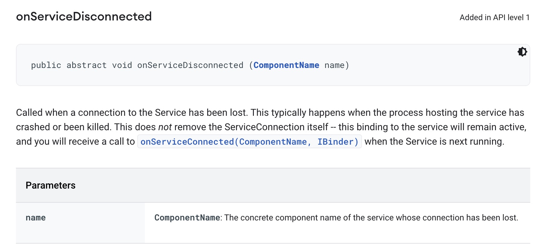 When to excute onServiceDisconnected